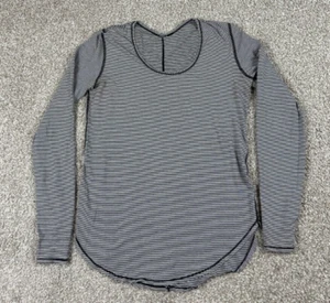 Lululemon Yogini Shirt Women 4 Gray Striped Long Sleeve Lightweight Workout Yoga - Picture 1 of 10
