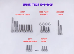 JUEGO DE TORNILLOS DE PERNO DE MOTOR DE ACERO INOXIDABLE PULIDO SUZUKI TS125 93-05 - Imagen 1 de 3
