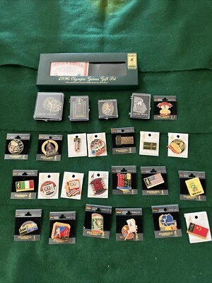 Colección de 25 prendedores olímpicos de Atlanta ediciones limitadas caja de regalo Rumania China Foto 1 de 4