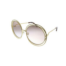 New Chloe CE 114SC 722 Gold Metal Round Sunglasses Brown Gradient Lens