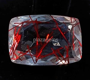 Cushion Cut 76.45 Ct Certified Red Rutilated Quartz Loose Gemstone 31x22mm 4AUN - Picture 1 of 6