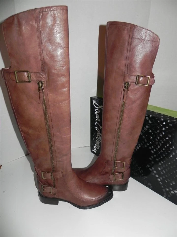 Sam Edelman Paulina Whisky Marrón Sobre la Rodilla Botas de Cuero OTK 6 Foto 1 de 1