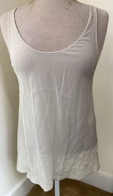 STELLA MCCARTNEY, SILK CHIFFON SHEER RACER BACK TANK TOP, SIZE 2 XS, IVORY, EUC - Image 1 of 4