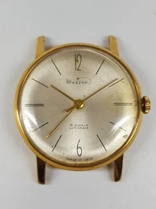 Vostok Uhr mit Rakete auf dem Zifferblatt, UdSSR, Uhrwerk 2209, vergoldet, AU Markierung o - Bild 1 von 12