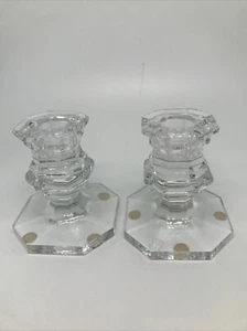 COPPIA PORTACANDELE BACCARAT FRANCE CRYSTAL REGENCE FIRMATO 3 1/4” H - Foto 1 di 5