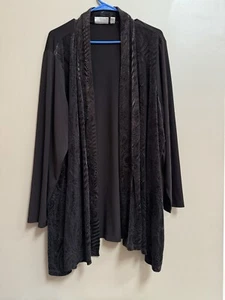 Susan Graver 3X Maroon Brown Open Front Cardigan Top Velvet Elegant Woman Plus - Picture 1 of 8