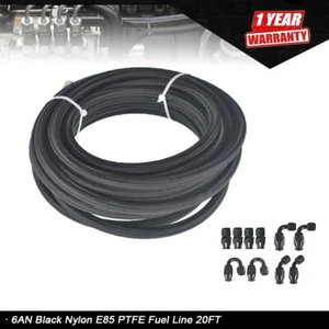 6AN - AN6 Negro Nylon E85 PTFE Línea de Combustible 10 ft 10 Accesorios Kit de Manguera E85 - Imagen 1 de 8