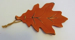 Ceramic Orange Oak Leaf Spoon Rest Serving Dish Wall Decor Plate 8.5" long - Picture 1 of 5