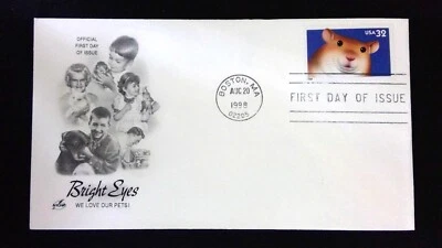 Scott 3234 FDC Hamster Bright Eyes Series Art Craft - Image 1 of 3