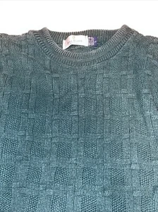 Vintage Bill Blass Sweater Mens Large green Crew Neck Made In USA 100%Cotton - Picture 1 of 7