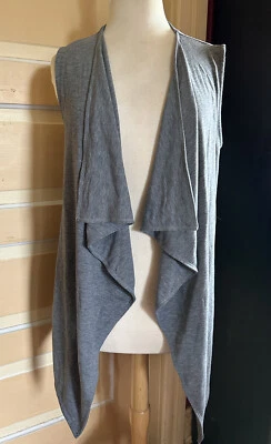 Chaleco Matilda Jane Mujer Gris Largo Abierto Bolsillos Cascada Frontal Talla Mediana Foto 1 de 4