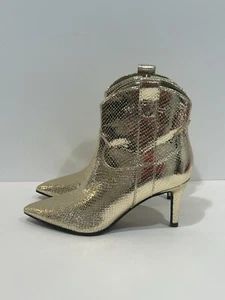 Botín Guess Western Metálico Tacón de Agujero Dorado Piel de Serpiente Talla 5.5 - Imagen 1 de 11