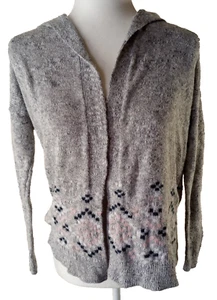 Abercrombie Hoodie Girls L/14 Gray Long Sleeve Open Front Cardigan Tight Knit - Picture 1 of 9