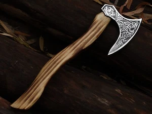 Lama in acciaio al carbonio 18 pollici ascia vichinga Tomahawk ascia con fodero in pelle BL-3887 - Foto 1 di 21