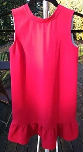 Vineyard Vines Girls Size M 10-12 Red Drop Waist V Back Point Dress Ruffle Hem - Picture 1 of 6