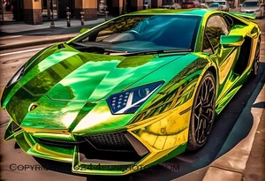 Grün Chrom Lamborghini Poster Größe Premium Fotodruck 13"x19" Wandkunst - Bild 1 von 1