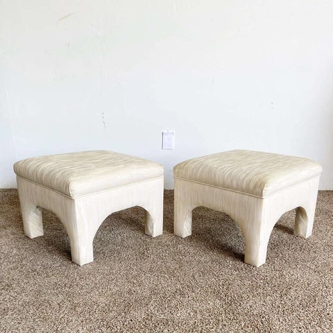 Postmodern Off White Parsons Low Stools/Ottomans Cover