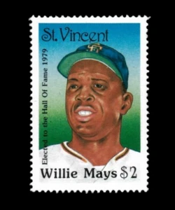 St. Vincent 1989 - Willie Mays, Baseball Hall of Fame, - Individual Stamp - MNH - Picture 1 of 1
