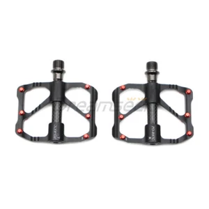Bike Pedal 9/16" 3 Bearing Flat Platform Road Bicycle Carbon Fiber Axle Aluminum - Picture 1 of 12