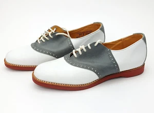 Zapatos de montar para mujer Cole Haan años 80 talla 9,0 M blanco gris, parte superior de cuero - Imagen 1 de 12