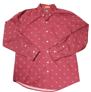 St. John's Bay Dachshund Santa Hat Christmas Wiener Dog Button Up Shirt Purple L - Picture 1 of 22