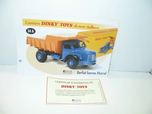 1 Card + Cert. Dinky Toys Atlas Repro Ref 34 A, Berliet Marrel Dump Truck - Picture 1 of 1