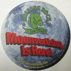 ROLLING ROCK EXTRA PALE, MOONVERTISING Beer COASTER Mat St. Louis, MISSOURI 2007 - Picture 1 of 2