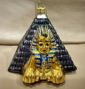 LUXOR Egyptian Pyramid Sphinx Glass Christmas Ornament - Picture 1 of 6