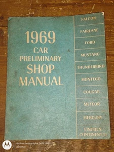 1969 Ford Preliminary Shop Manual Original OEM Mustang Cougar Torino Lincoln Etc - Bild 1 von 8