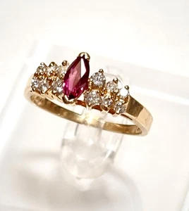 Vintage Ring echt Rubin und Diamant Größe 7,5 14K Gelbgold 3,5 g - Bild 1 von 4
