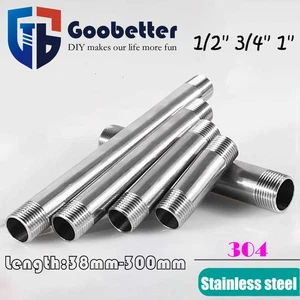 304 Stainless Steel Tube/Pipe Fittings 1/2" 3/4" 1" BSP Threaded Extension Pipe - Picture 1 of 21
