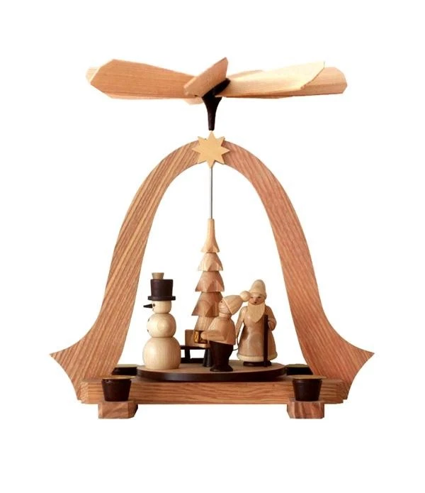 Pirámide Navidad 11 pulgadas Pirámide Nueva Montañas de Mineral Seiffen Madera Natural Foto 1 de 1