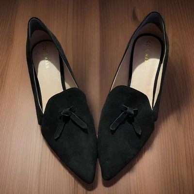 Mocasines clásicos mocasines Cole Haan para mujer de gamuza negra viola talla 9B arco elegante Foto 1 de 4