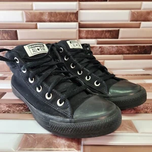 Converse Shoes Mens 7 Chuck Taylor Black Mid Top Womens 9 Unisex Canvas Vintage - Picture 1 of 14