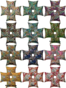 Decorative Cushion Cover Set Of 4 Paisley Bohemian Kantha Pillow Cover Case - Picture 1 of 53