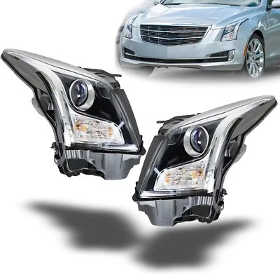 LED DRL Type Headlight Assembly For 2013-2018 Cadillac ATS Headlamps Left+Right - Image 1 of 4