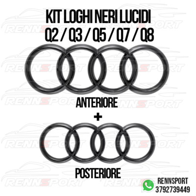 Adesivo Stemma Logo Audi Q2 &ndash; Fregio Nero Lucido Per Portellone