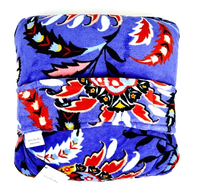 Convertible Vera Bradley Travel Blanket Pillow Purple Floral Mural Garden 60x45 - Image 1 of 4