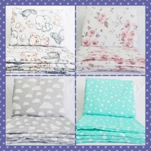 5 pc COT BEDDING SET DUVET QUILT PILLOW COVERS FITTED SHEET for 60x120 70x140 - Picture 1 of 41
