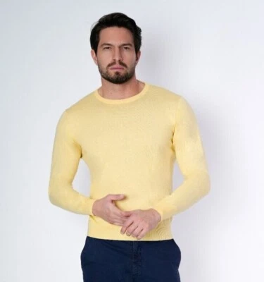 1StAmerican Pull Printemps Homme Pull En Soie Et Coton Col Rond - Photo 1/4