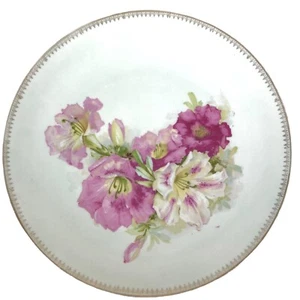 Large 3 Three Crown China Germany Cabinet Plate 12” Pink Flowers - Picture 1 of 4