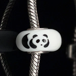 925 Sterling Silver Panda Bear Wildlife Charm Bead for Bracelet WWF - Picture 1 of 3
