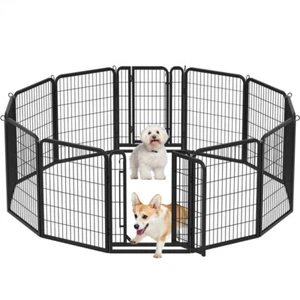 31.5�� Tall Dog Playpen Panels, 12 Panels Dog Playpen w/Door Black - Picture 1 of 12