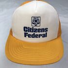 Vintage Ajd Citizens Federal Bank Snapback Mesh Trucker Hat Large