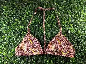 Urban Outfitters Out From Under Orange Floral Triangle Bikini Top Small - Picture 1 of 3