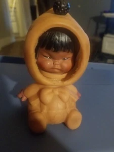 Vintage Baby Eskimo Doll with Changing Faces Rubber Toy Inuit Hong Kong - Picture 1 of 4