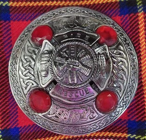 Broche escocés Firefigher bombero para escotilla escocesa/piper a cuadros 3,5" de diámetro - Imagen 1 de 1