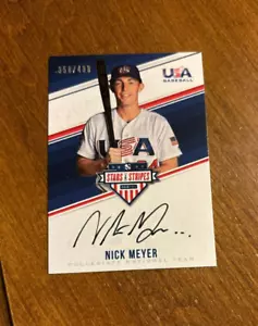 Nick Meyer 2018 USA Baseball Stars Stripes On Card Auto NME New York Mets /499 - Picture 1 of 2