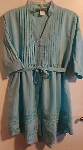 Christiane Celle Womens Size Large Pinstripped Tunic Dress Light Blue Short Slv - Picture 1 of 10