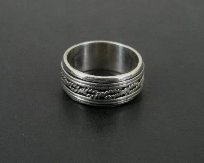Twist Rope with Lines Look Sterling Silver 925 RING Spinner Size 5 3/4  - Image 1 of 4